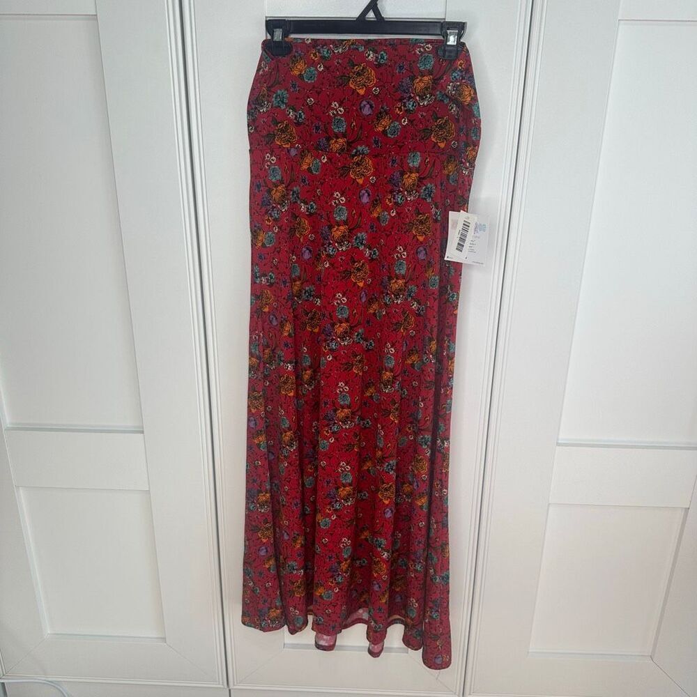 NWT LuLaRoe Maxi Large Skirt Red Floral (w1)